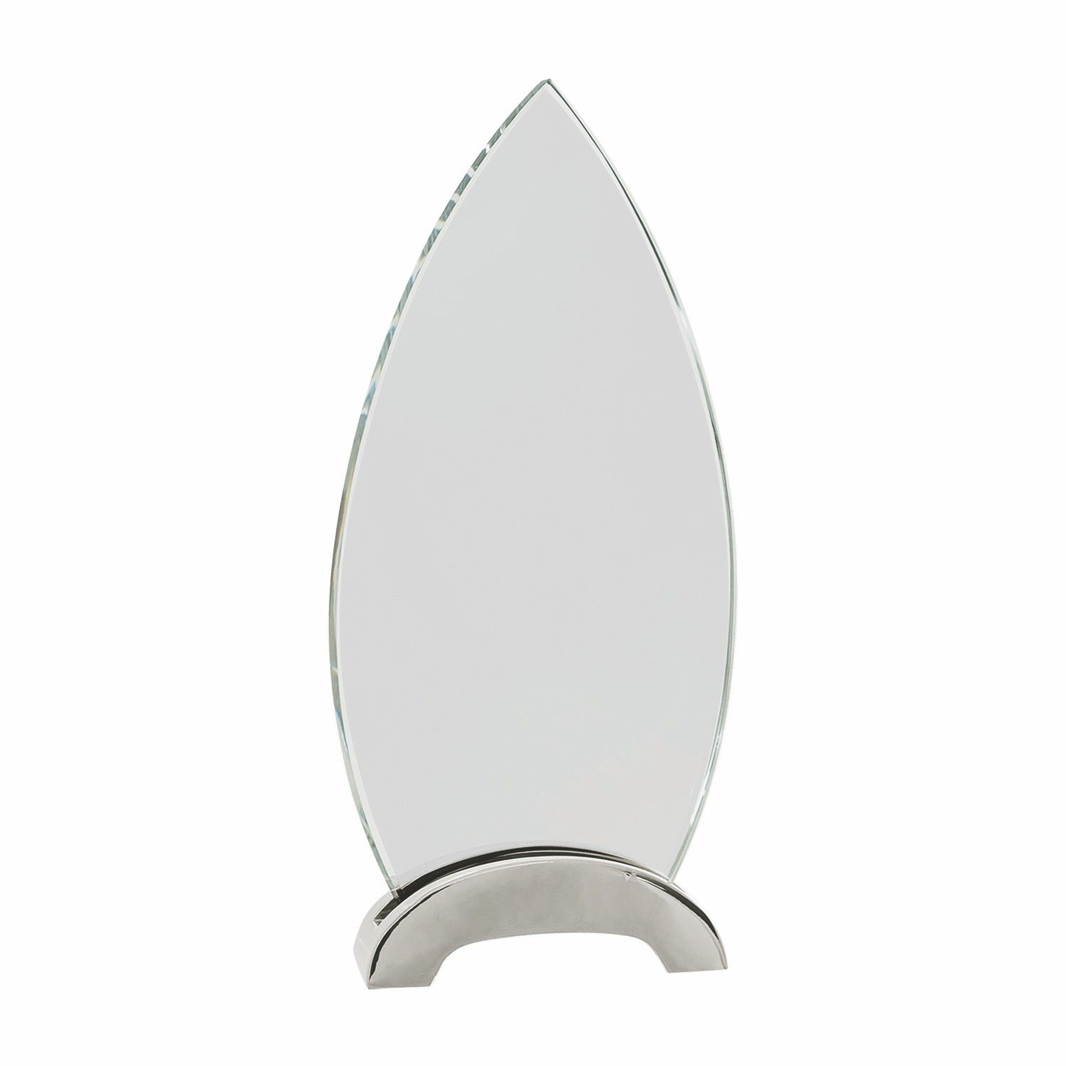 9 1/4" Clear Oval Platinum Glass Award w/ Arch Metal Base 3
