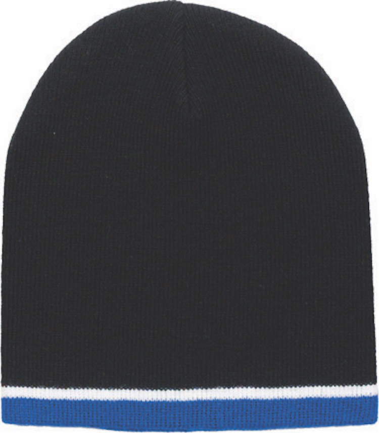 Tri Color Beanie Hat w/White Trim 5