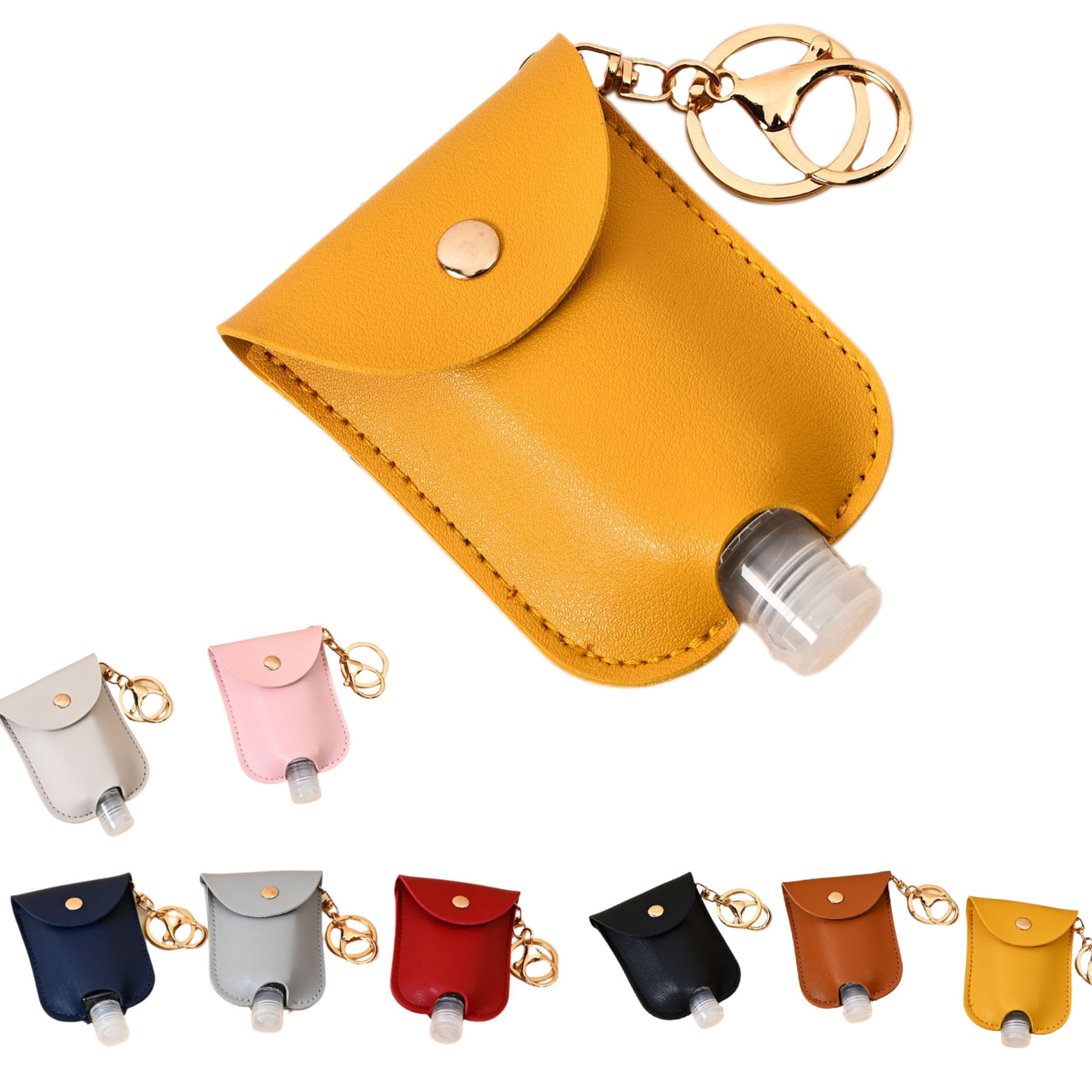 Portable Leather Hand Sanitizer Holder Keychain 1