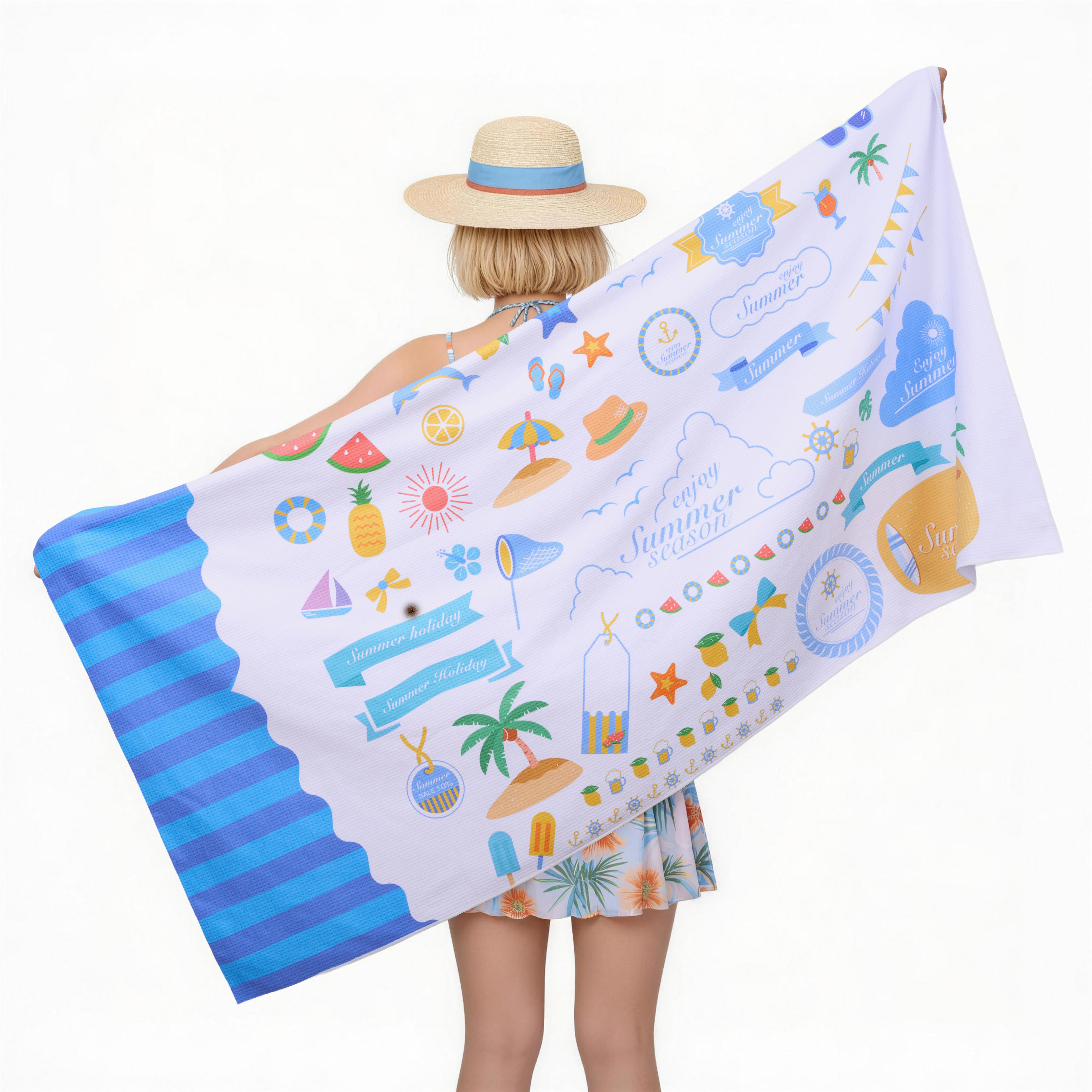 390GSM Sublimated Waffle Beach Towel 7