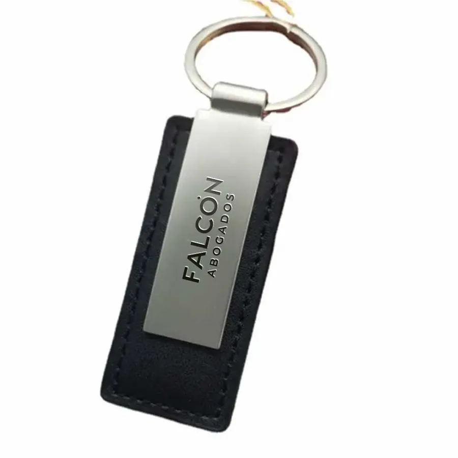 Rectangle Leather & Metal Keychain 4