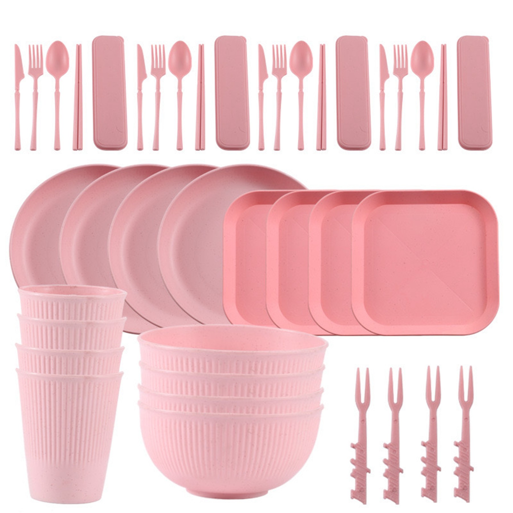 40 Pcs Wheat Straw Dinnerware Set 6