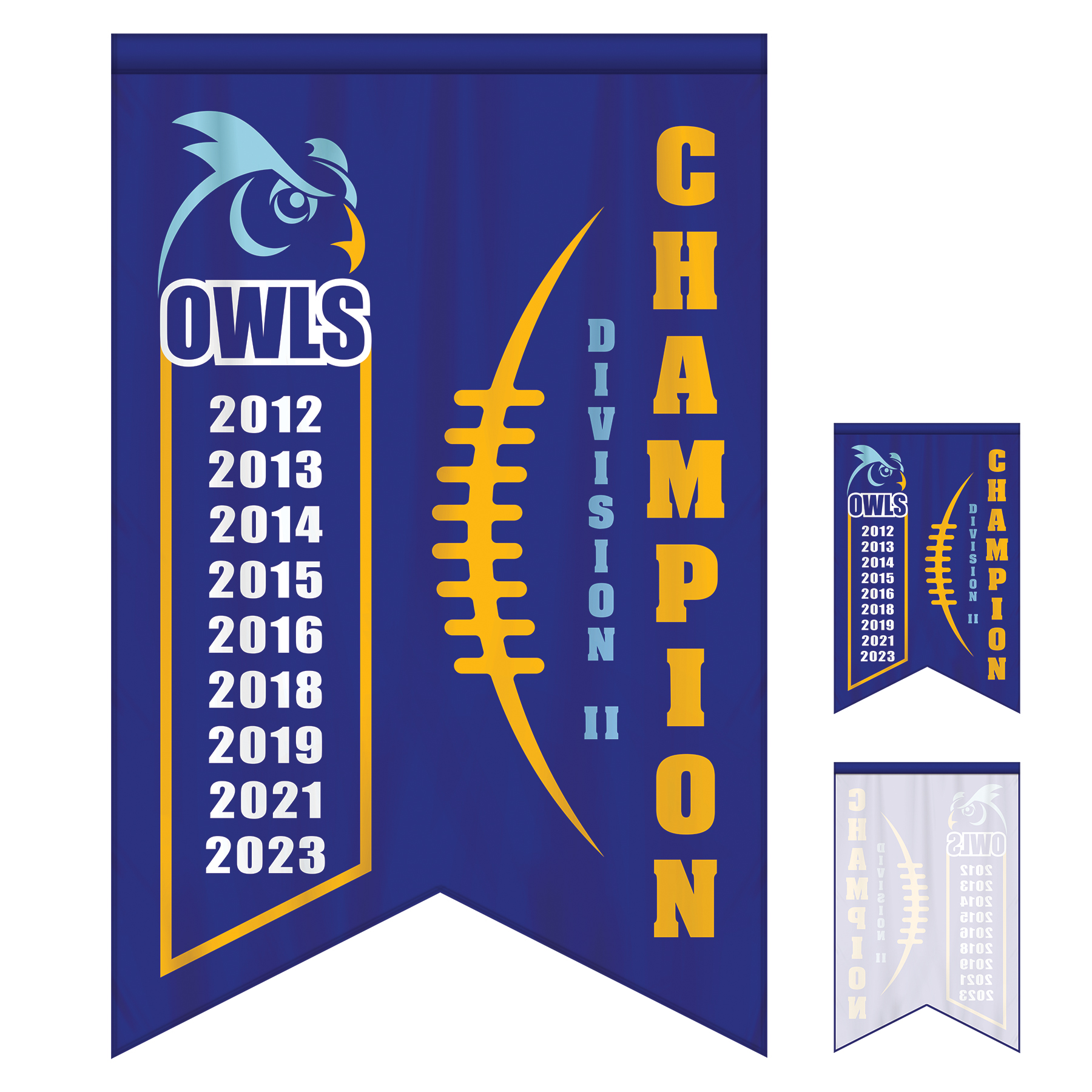 4' x 6' Championship Banner Single Sided Dove Tail Cut 2