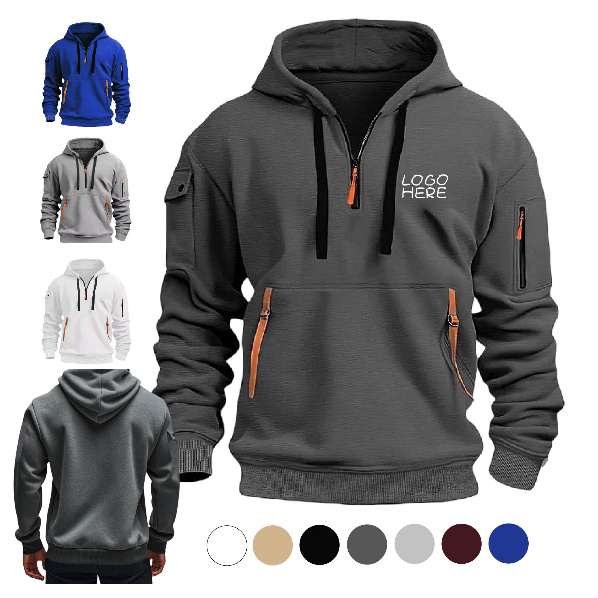 Pullover Tops Zip Up Sweatshirt, custom hoodie or sweatshirt with logo imprint 1