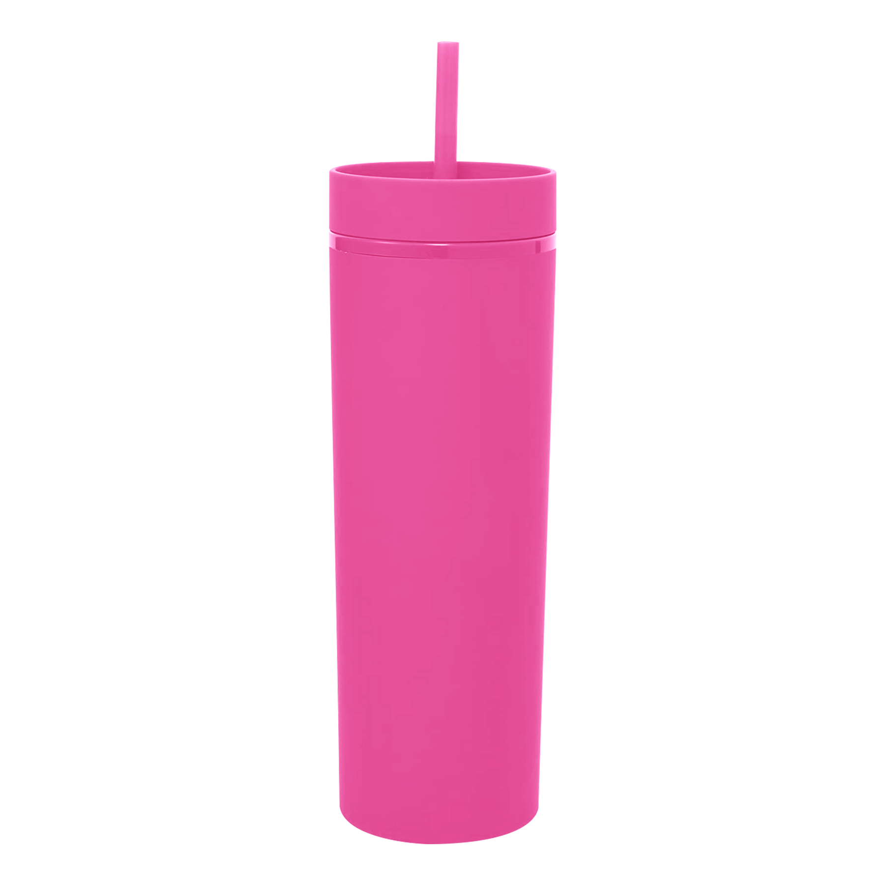 Double-layered Plastic Straight Cup With Straw 9