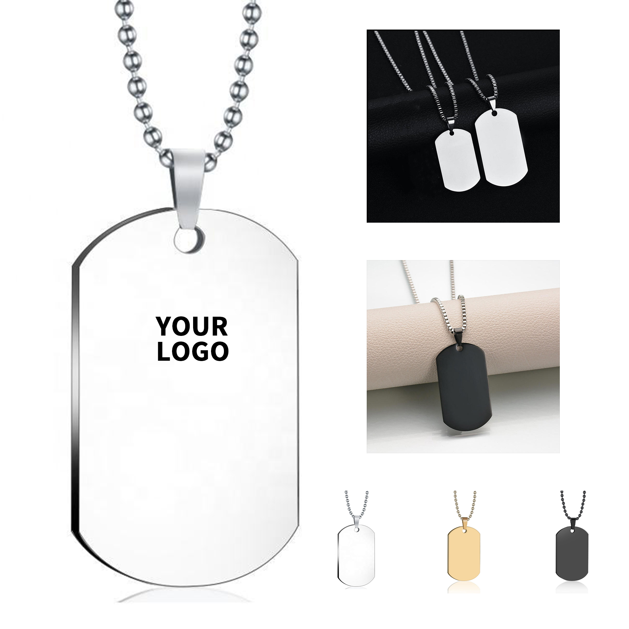 Personalized Dog Tag Pendant With Chain 1.97" Length X 1.1" Width 4