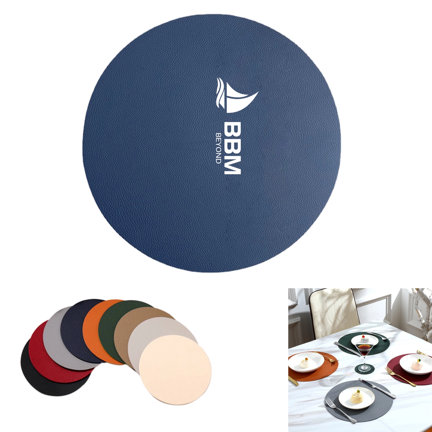 12'' Round Leather Placemat 3