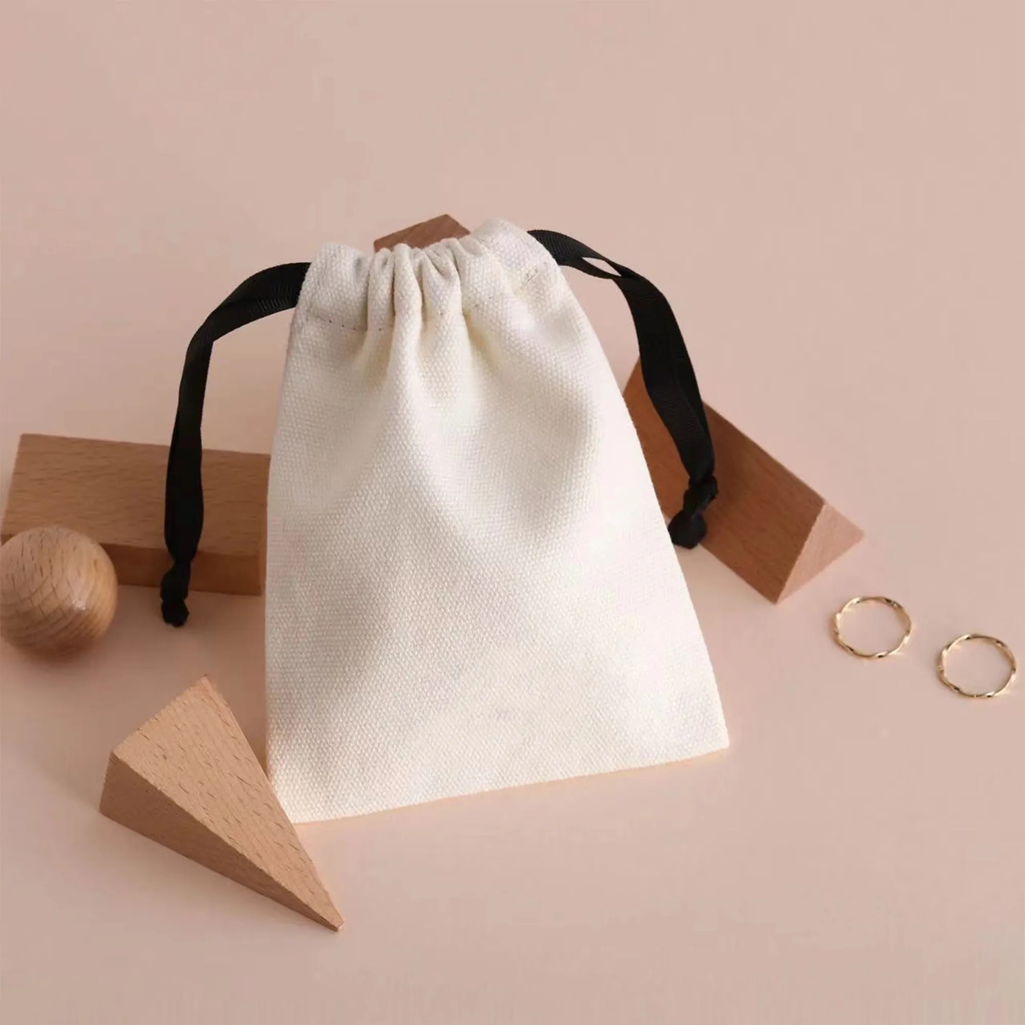Customizable Canvas Drawstring Bag - 5.1" x 7.1" 3