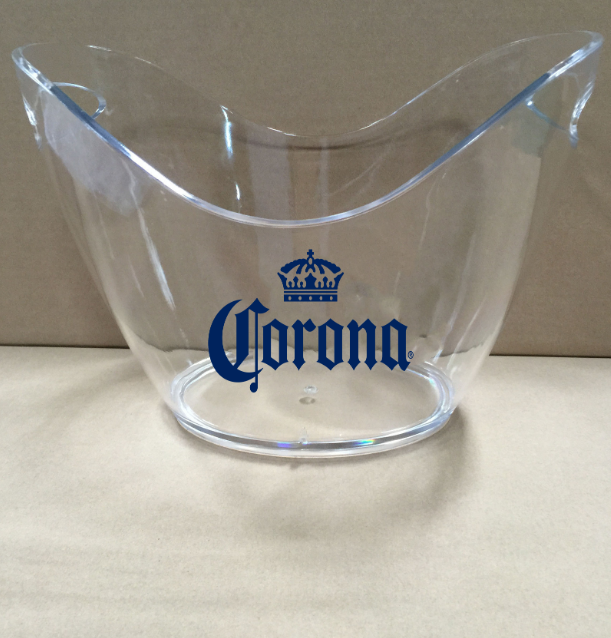 8 Liters Plastic Oval Shaped Clear Ice Bucket with Handle 3