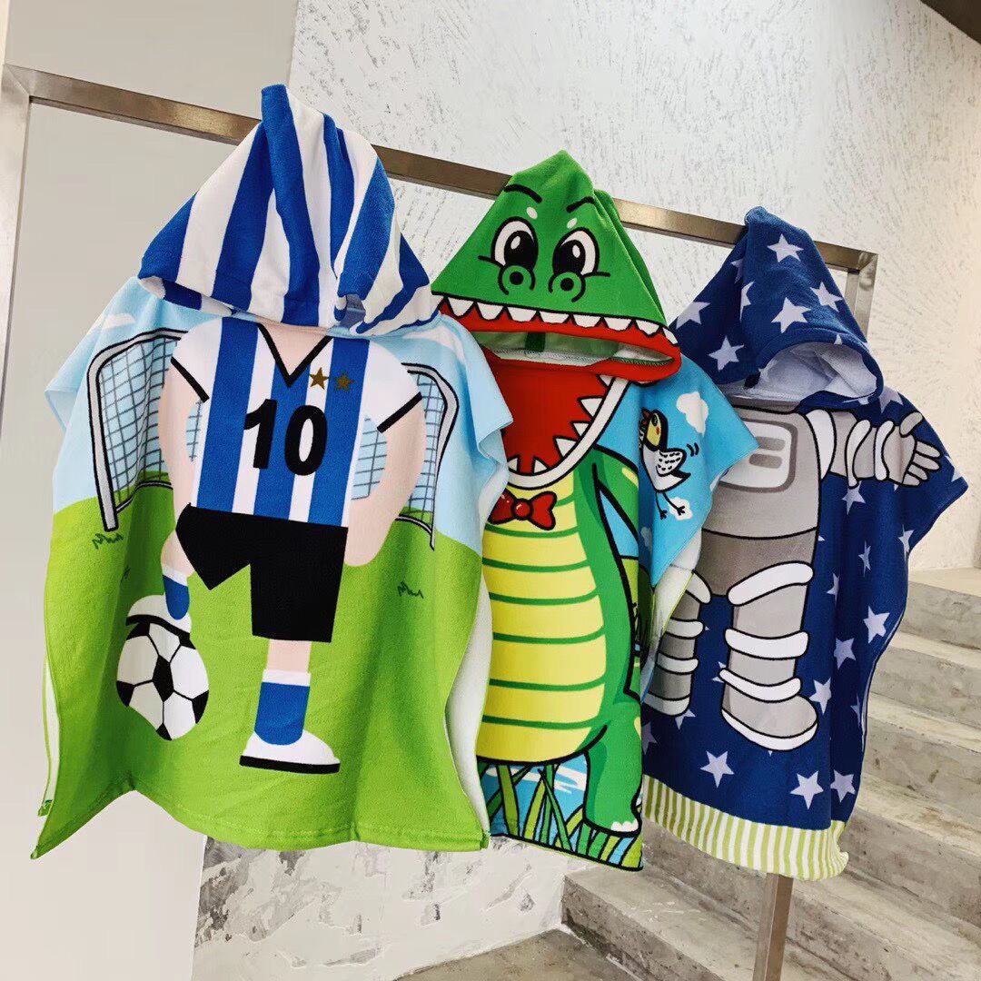 Full Color Microfiber Kids Hooded Beach Towel 4