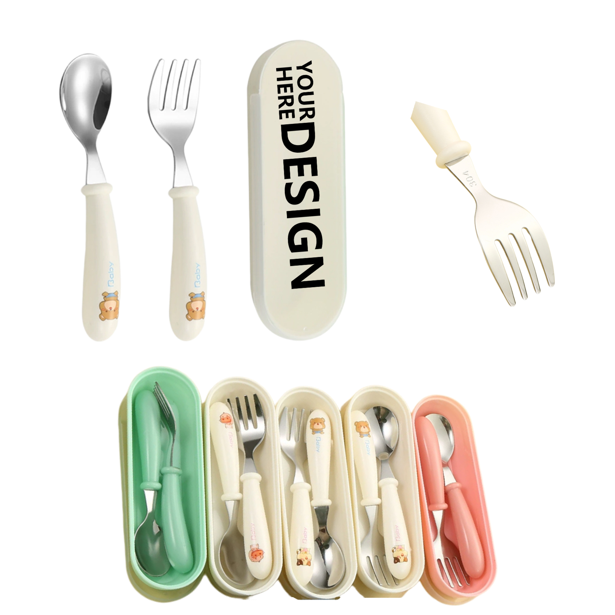 Stainless Steel Round Handle Spatula Fork 2