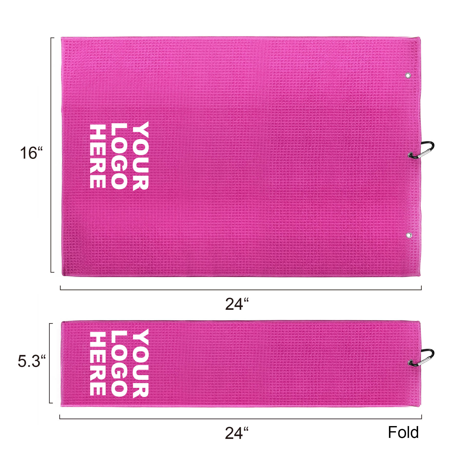 Microfiber Waffle Two-fold Golf Towel w/ Carabiners Clip 16" x 24" 4