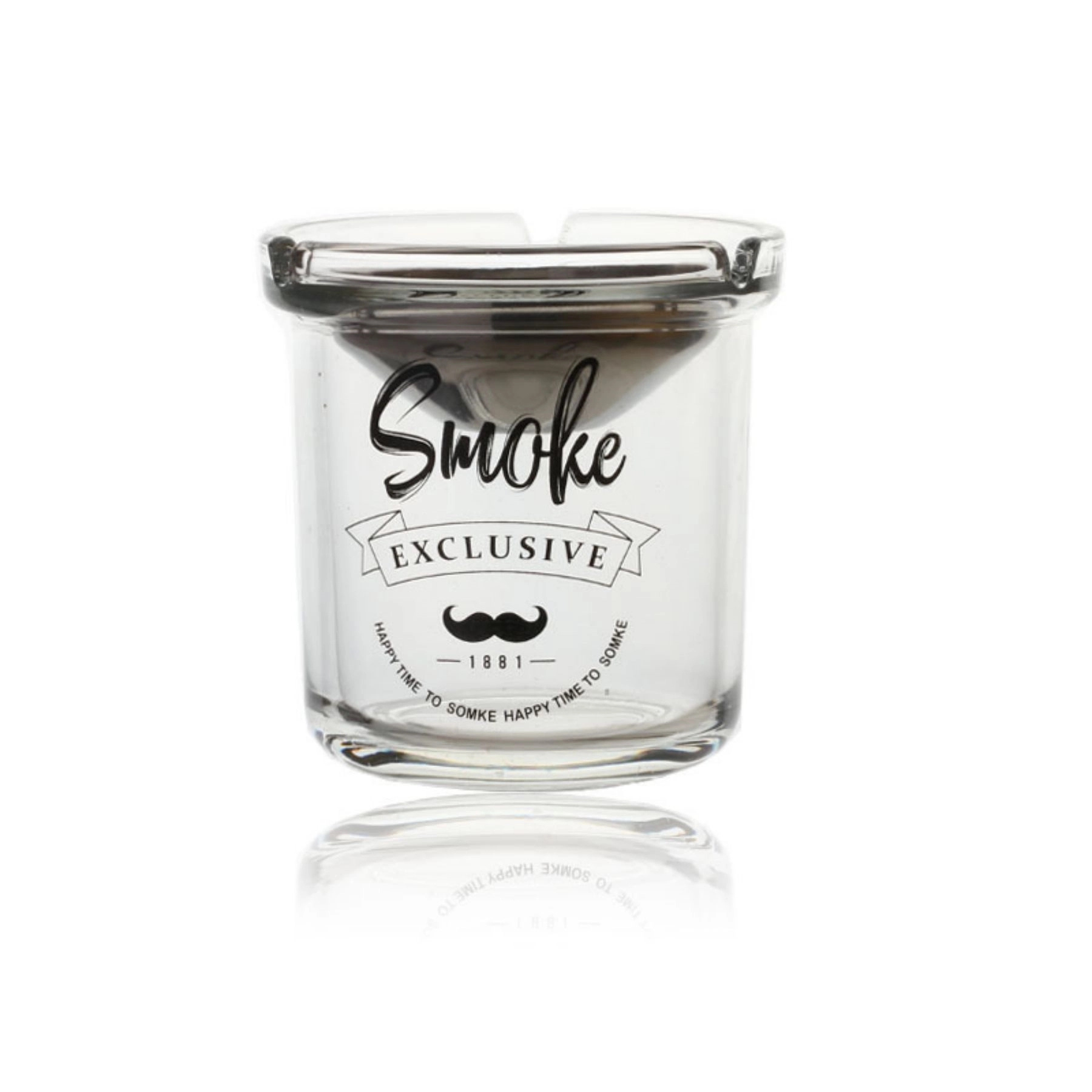 Glass Ashtray With Stainless Steel Funnel Lid Windproof  Cig 2