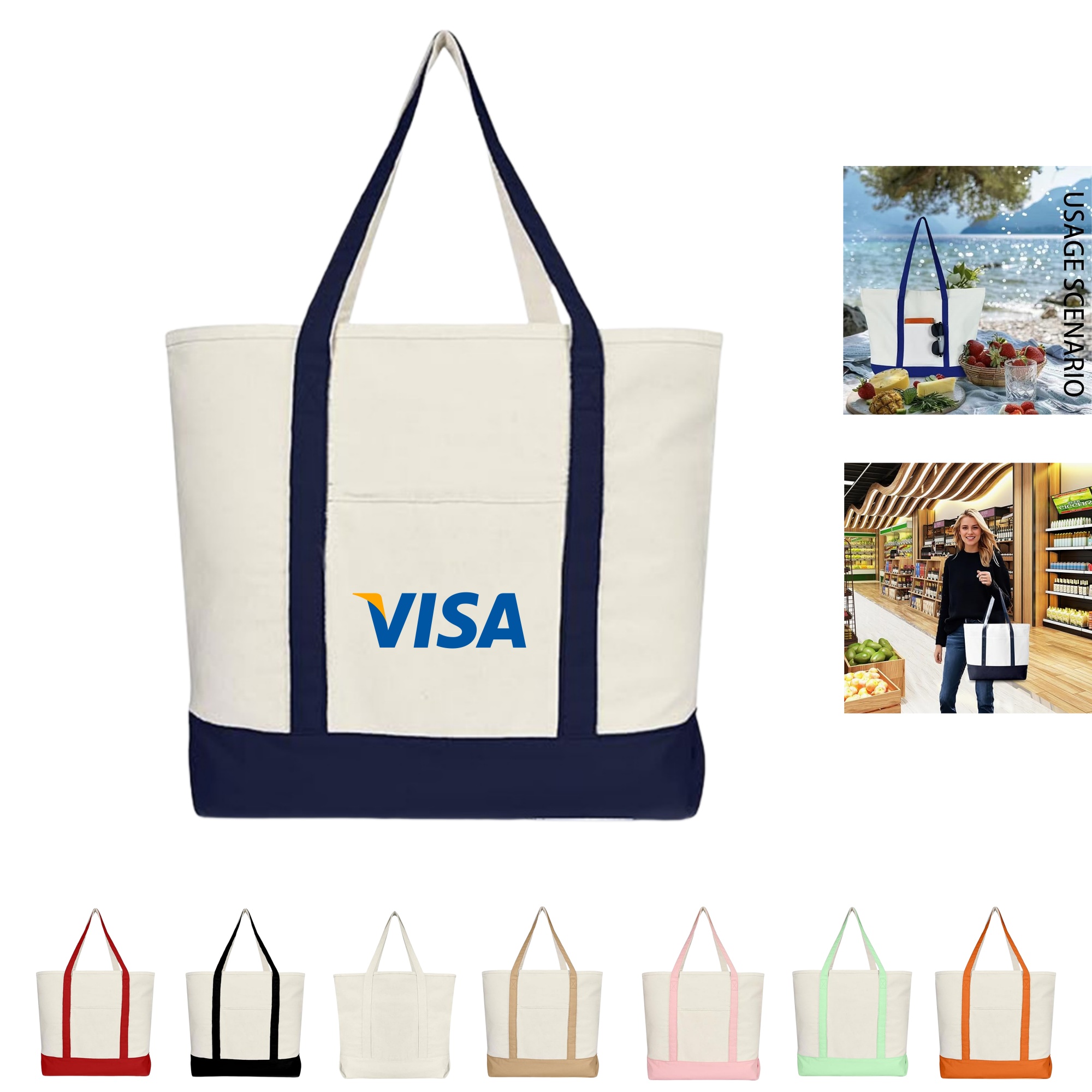 Reusable Canvas Tote Bag with Front Pocket 8