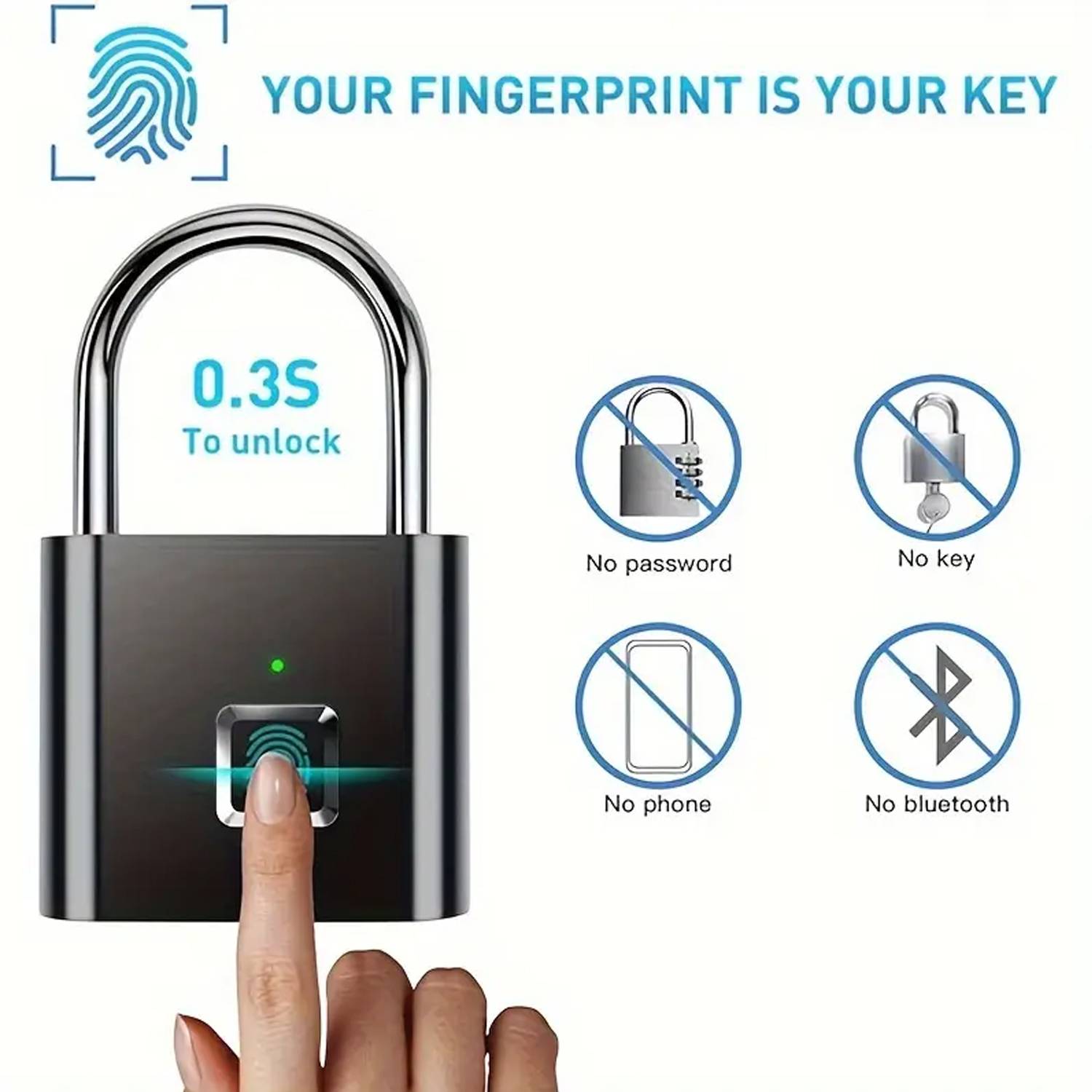 Stainless Steel Fingerprint Padlock 1