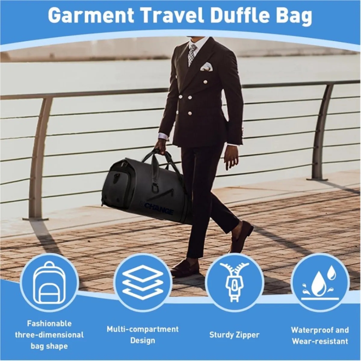 50L Travel Duffel Bag With Shoe Compartment & Trolley Sleeve 7