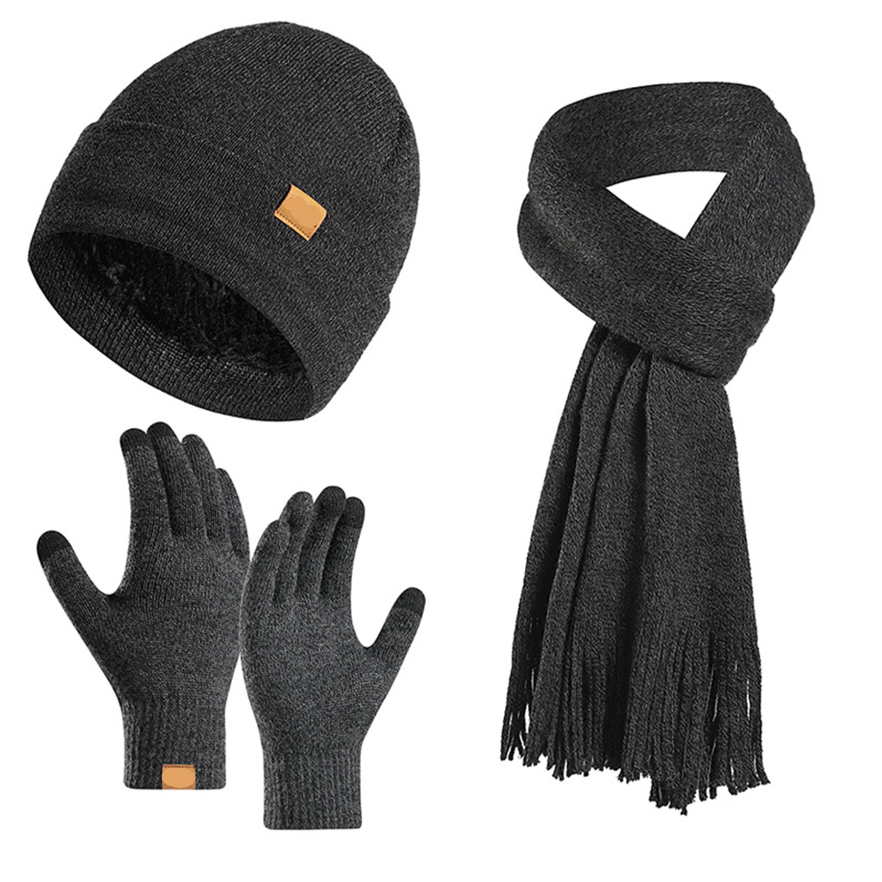 3PC Winter Beanie Scarf Gloves Set 2