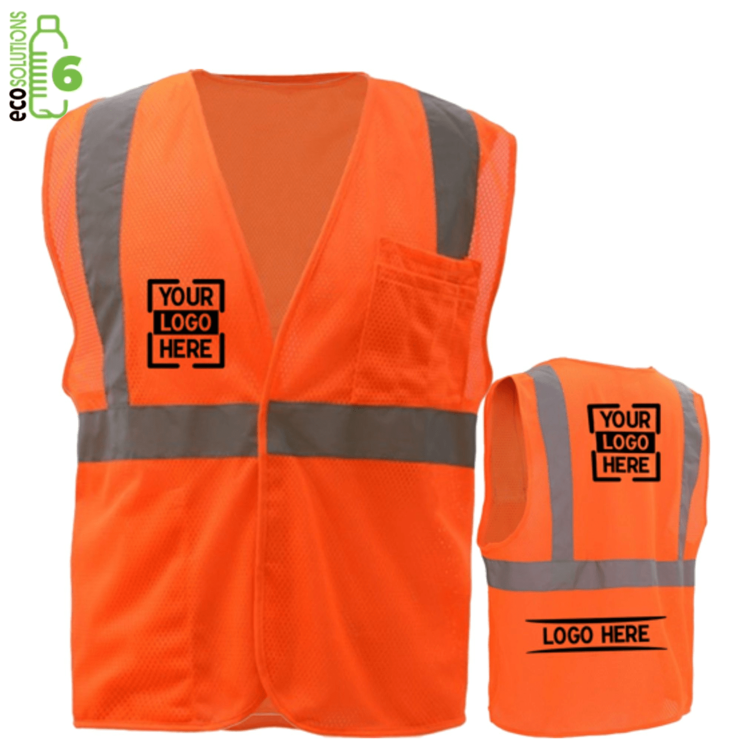 rPET Class 2 Reflective Mesh Safety Hook & Loop Vest with Pockets 5