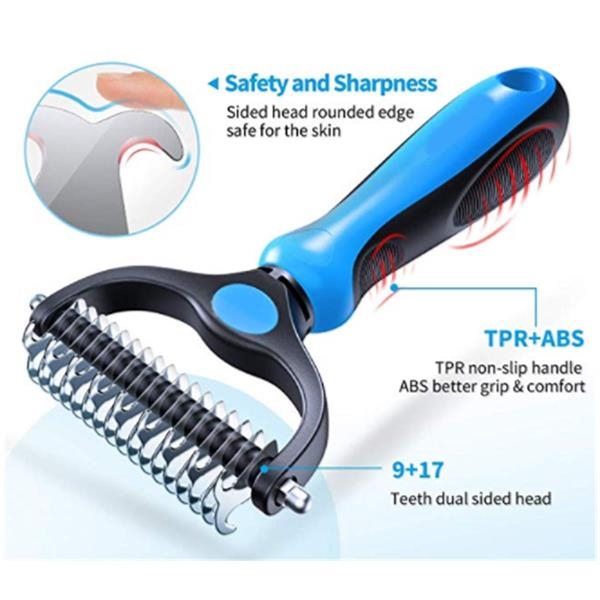2 Sided Undercoat Rake Pet Grooming Brush Tool 4