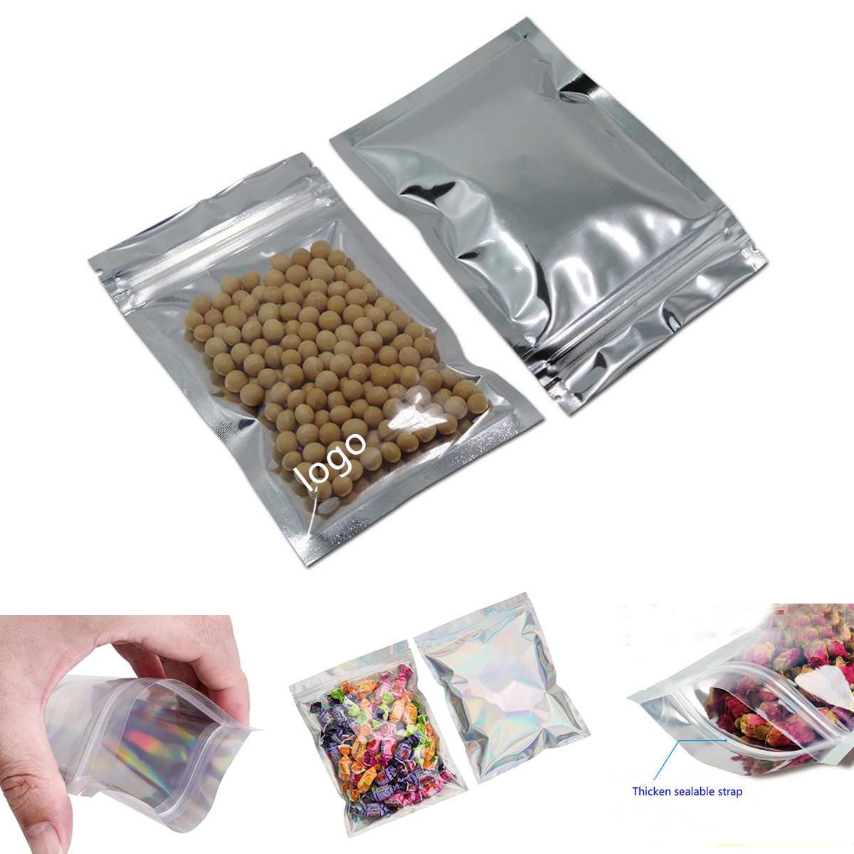 Clear Silver Reclosable Airtight Mylar Bags 2