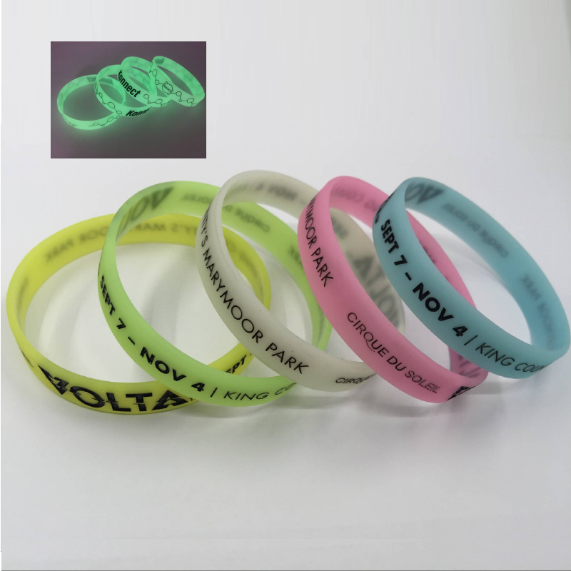 Deboosed Silicone Luminous Wristband w/ Color Filled 2