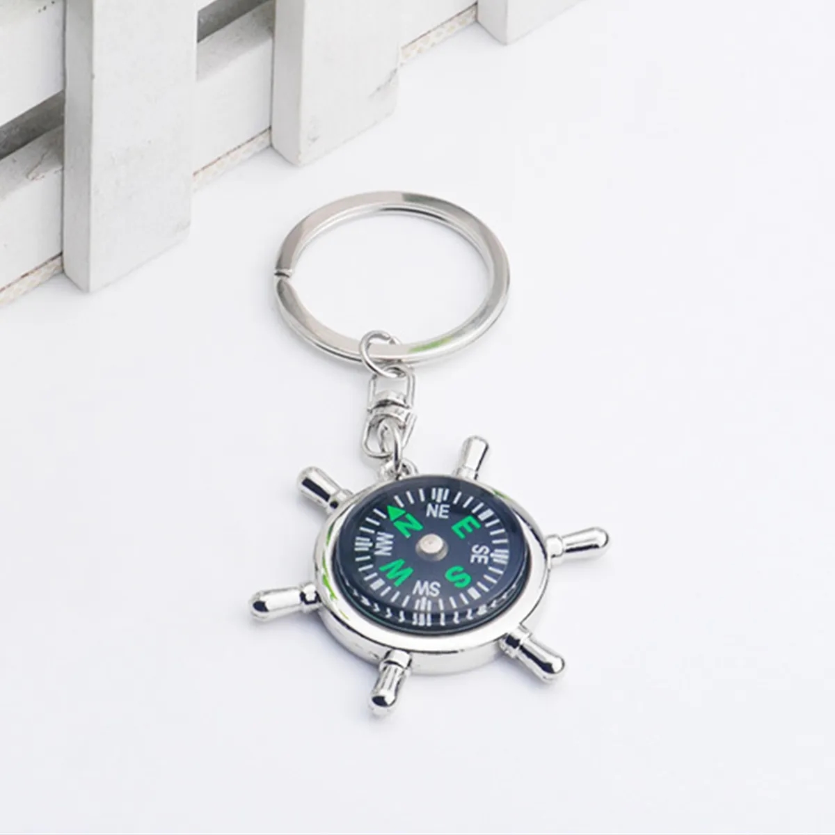Key Ring Metal Compas Men'S Car Keychain Backpack 7