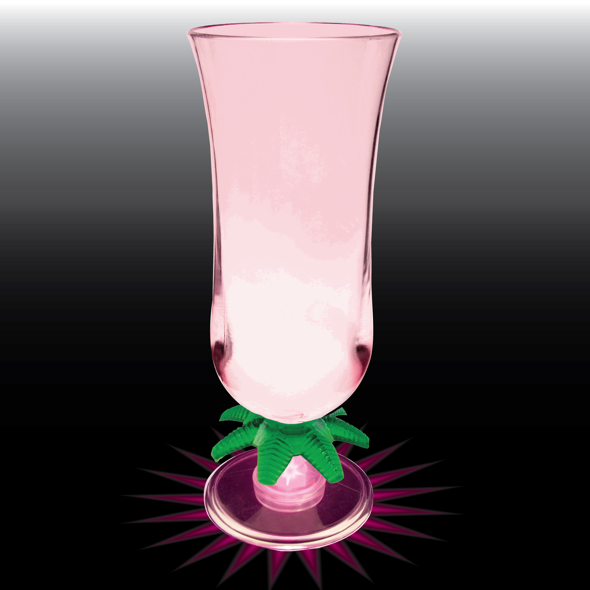 15oz Light Up Plastic Palm Tree Stem Hurricane Glass