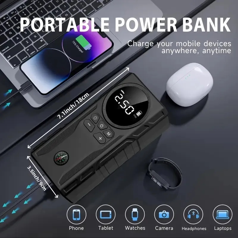All in One Car  Jump Starter with Air Compressor 2