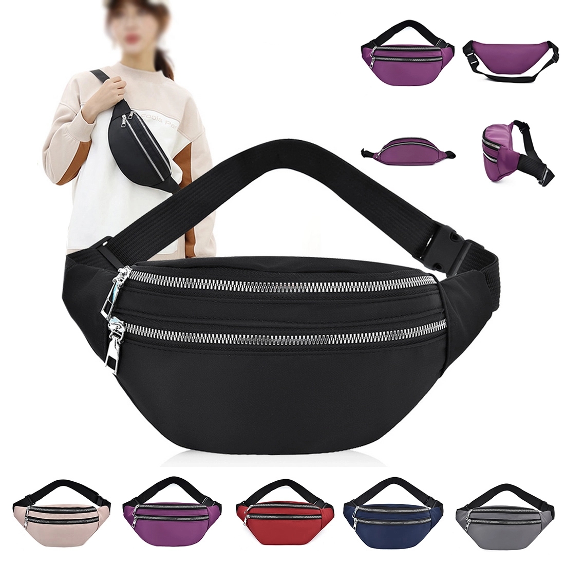 2 Zipper Shoulder Purse Belt Tote bag 2