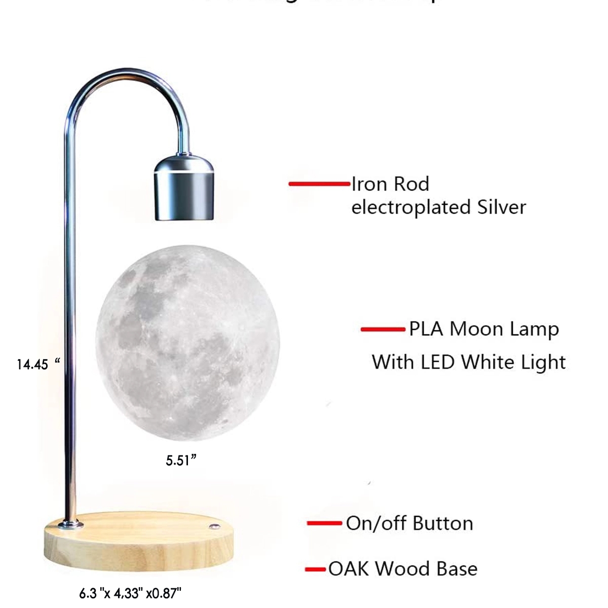 Levitating Floating Moon Lamp with Wireless Charger 3