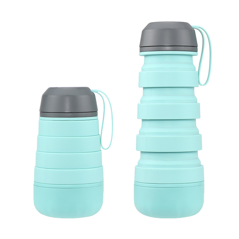 Silicone Collapsible Water Bottle with Pill Case-13.5 Oz. 2