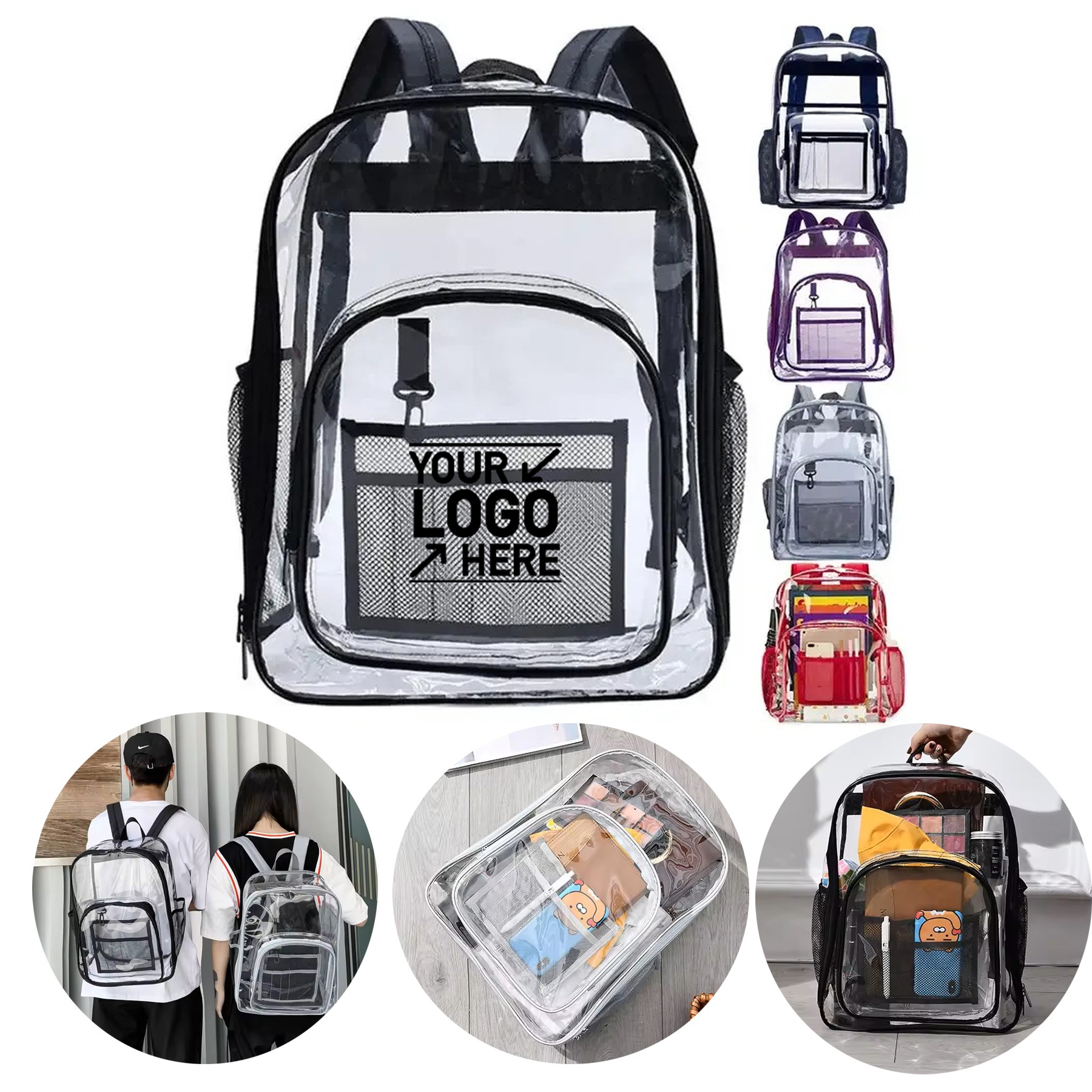 Clear Backpack Heavy Duty Clear Bookbag Large See Through Backpack for College Work Travel 1