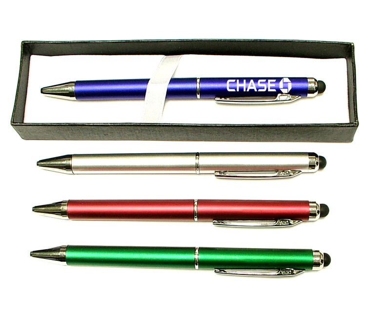Twist action pen with stylus and gift box