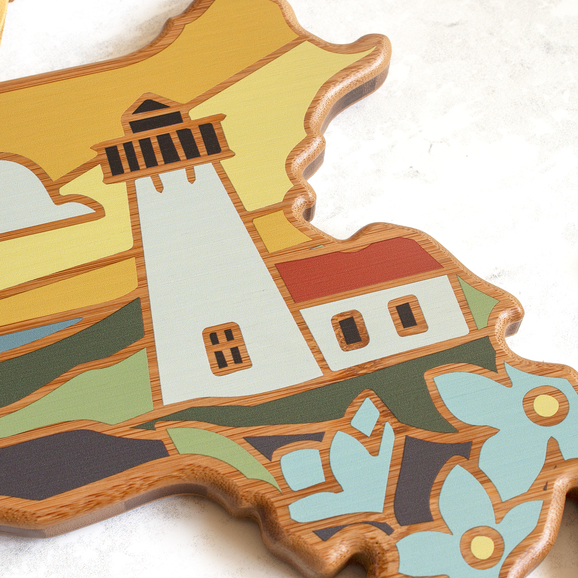 Massachusetts State Shaped Serving and Cutting Board with Artwork by Summer Stokes 2