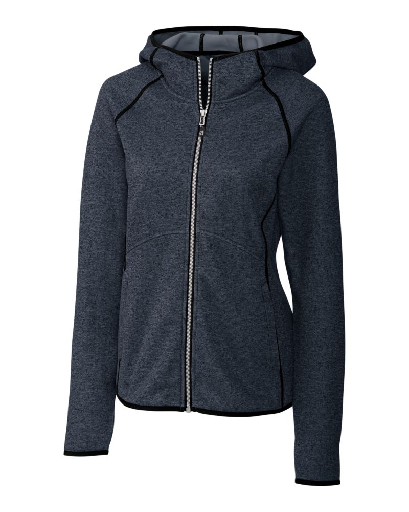 Cutter & Buck Mainsail Sweater-Knit Womens Full Zip Hooded Jacket 10