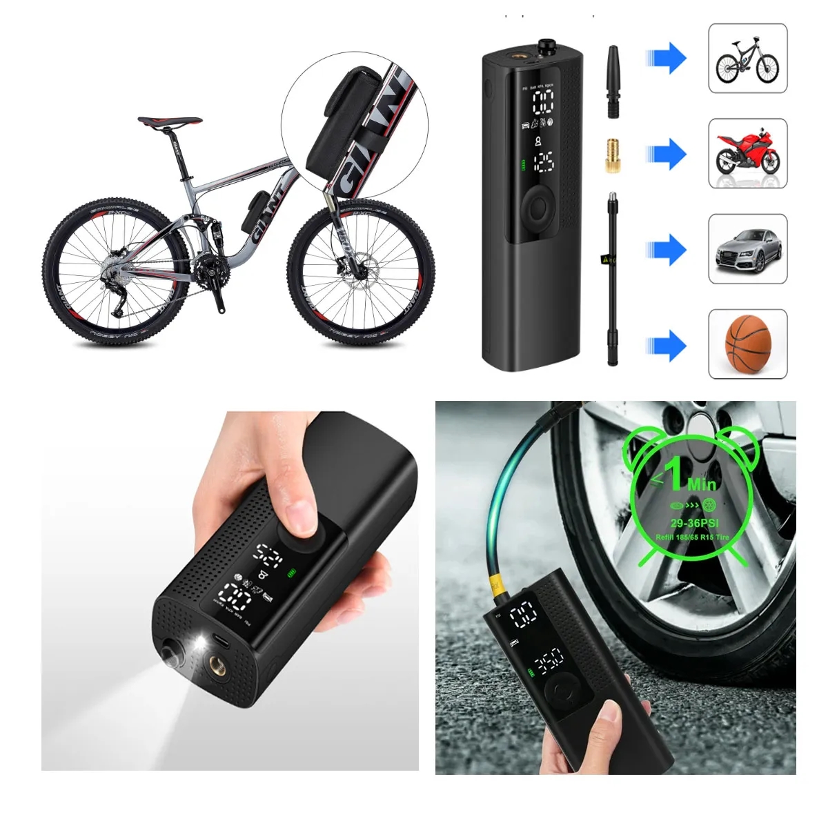 Portable Multifunctional Electric Fast Car Tire Inflator 4