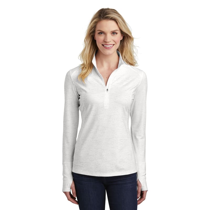 Sport-Tek Women's Sport-Wick Stretch Reflective Heather 1/2-Zip Pullover. 4