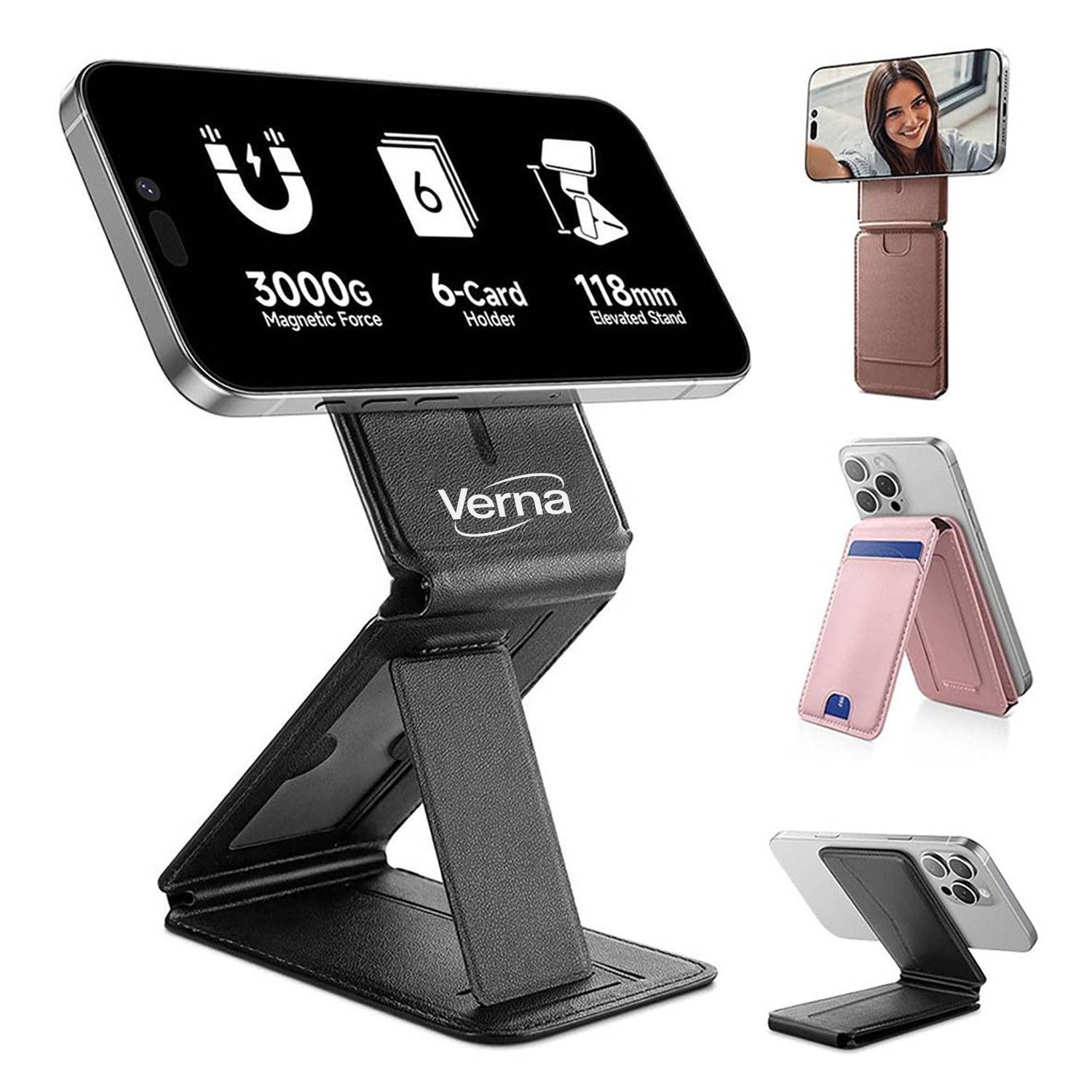 PU Leather Folding Magnetic Phone Holder Card Case 2