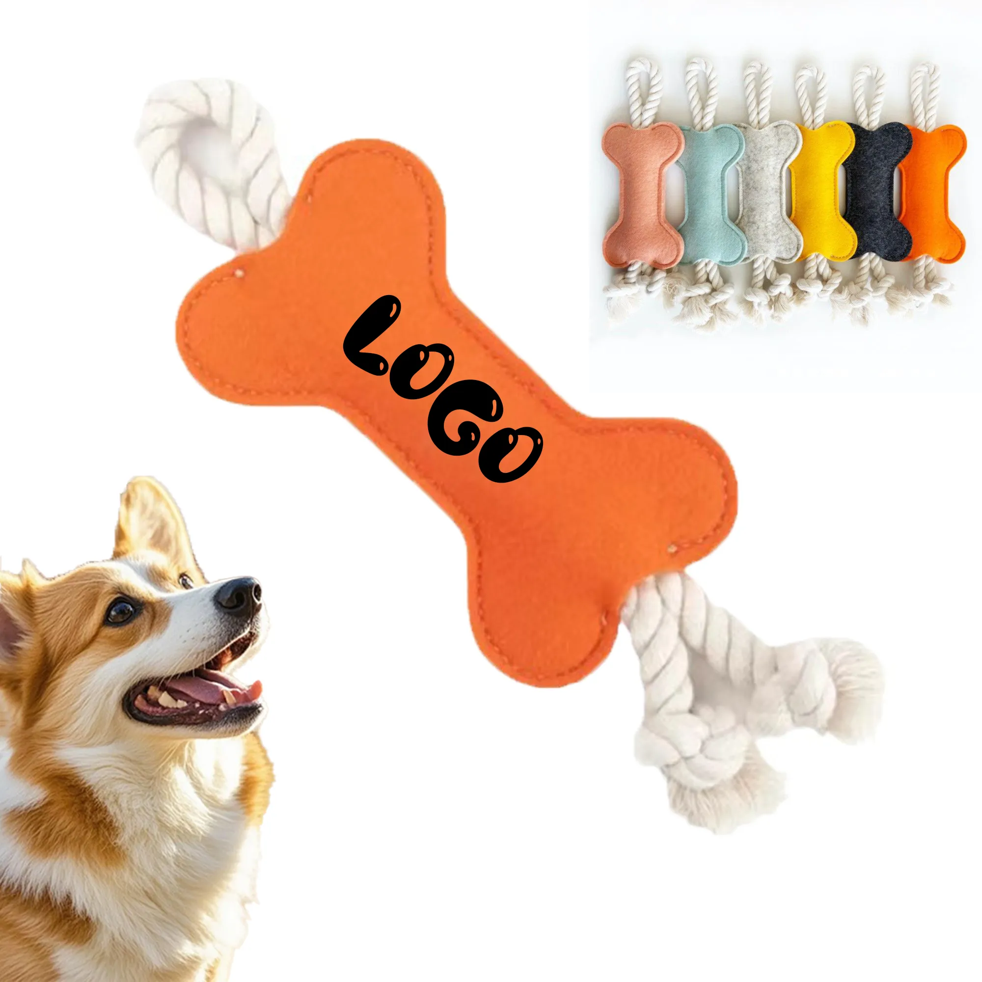 MOQ 50 Bone Shape Dog Chew Toy Rope Tug Pet 2