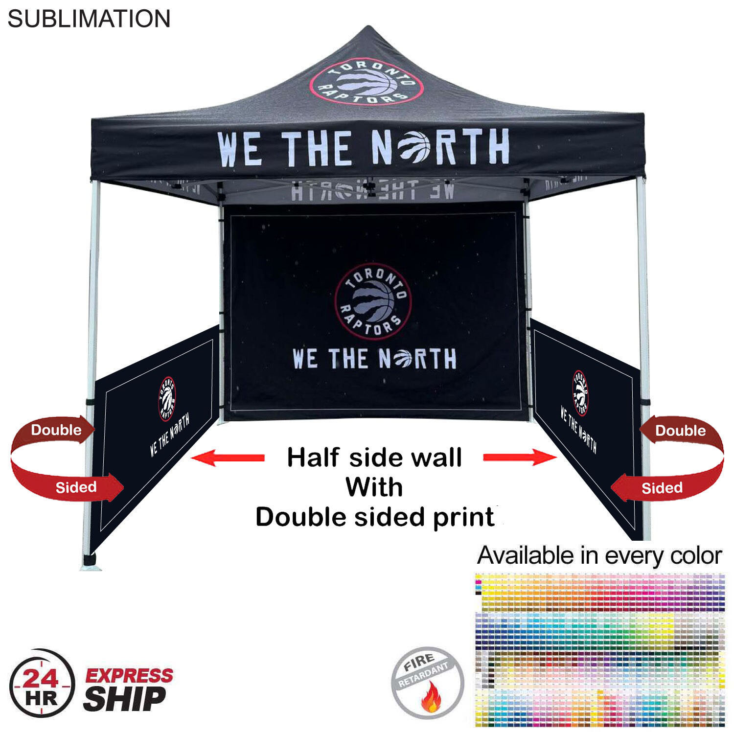 24 Hr Express Ship - Half Side Wall for 10x10 Tent Kit, Sublimated, Double Sided Print 3