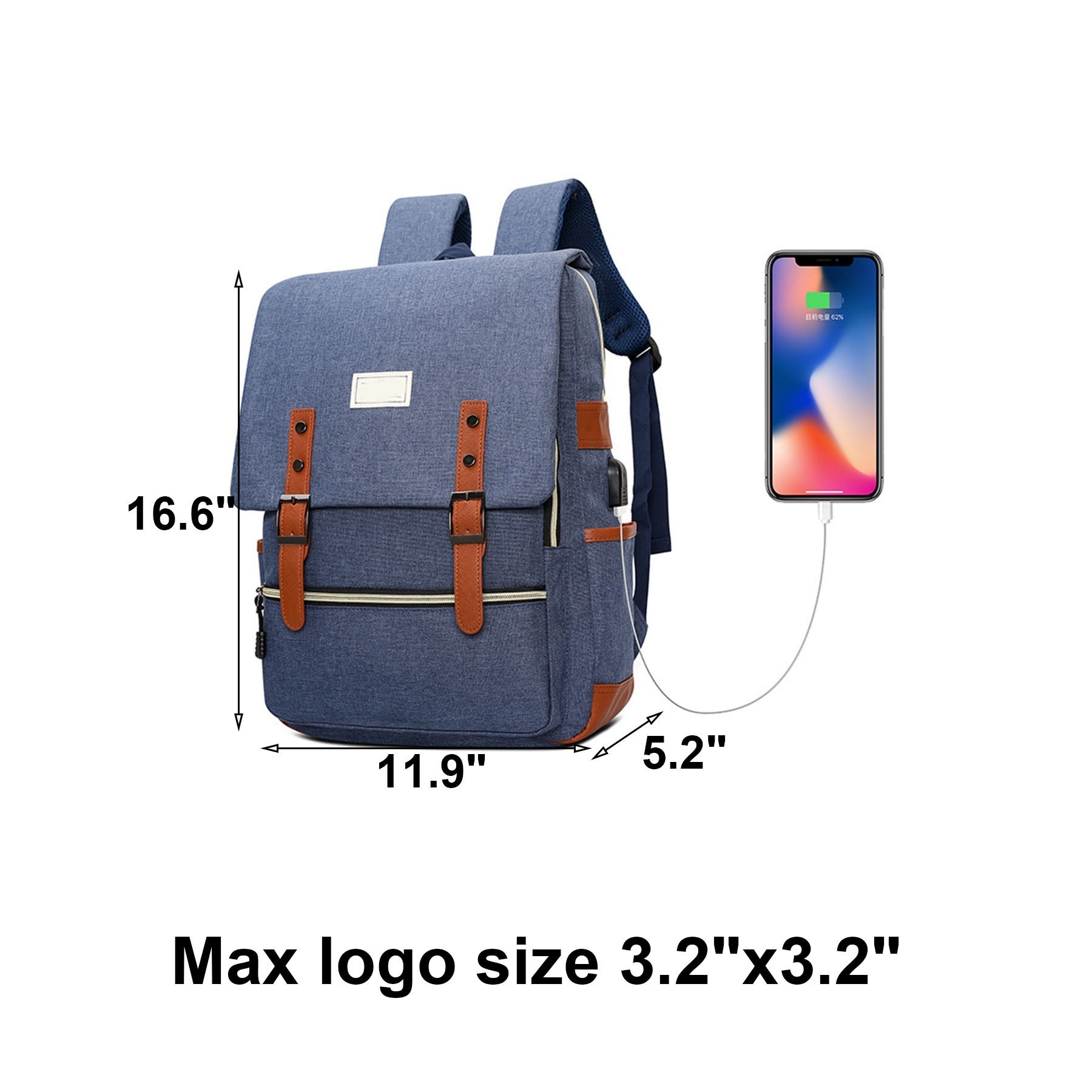 Vintage Laptop Backpack with USB Charging Port 2