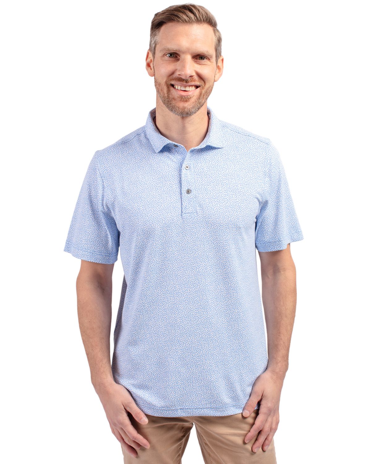 Virtue Eco Pique Botanical Print Recycled Mens Polo