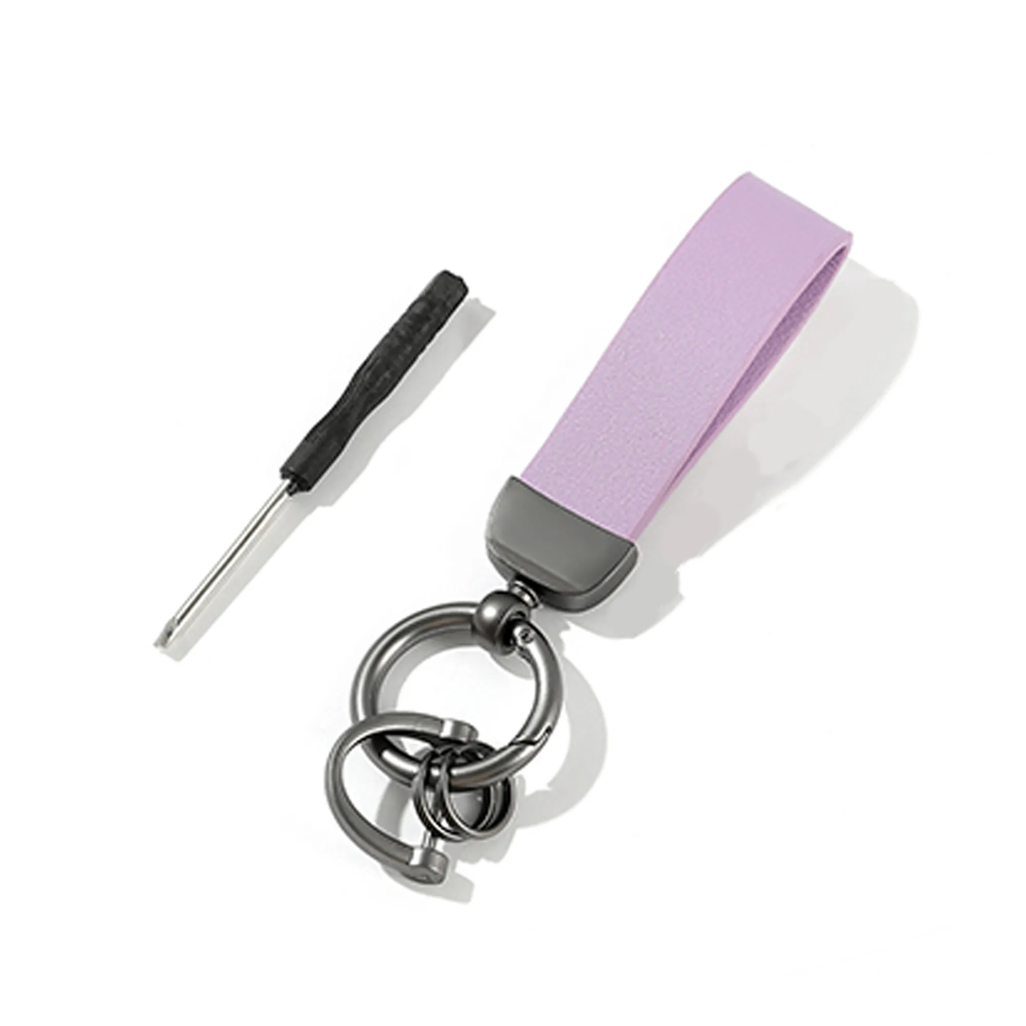 MOQ50 PU Leather Zinc Alloy Keychain With Screwdriver 2