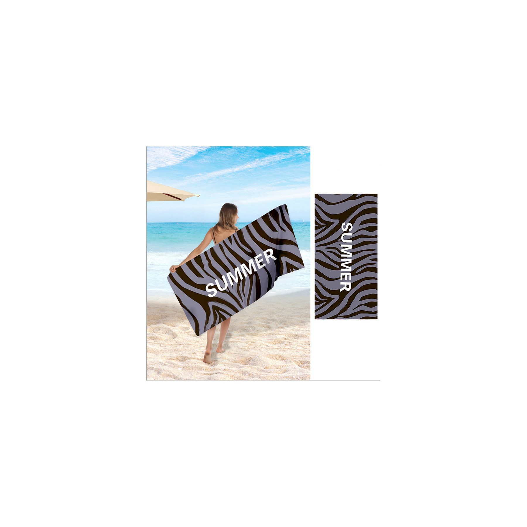 Full Color Printed Microfiber Rectangle Beach Towel 2
