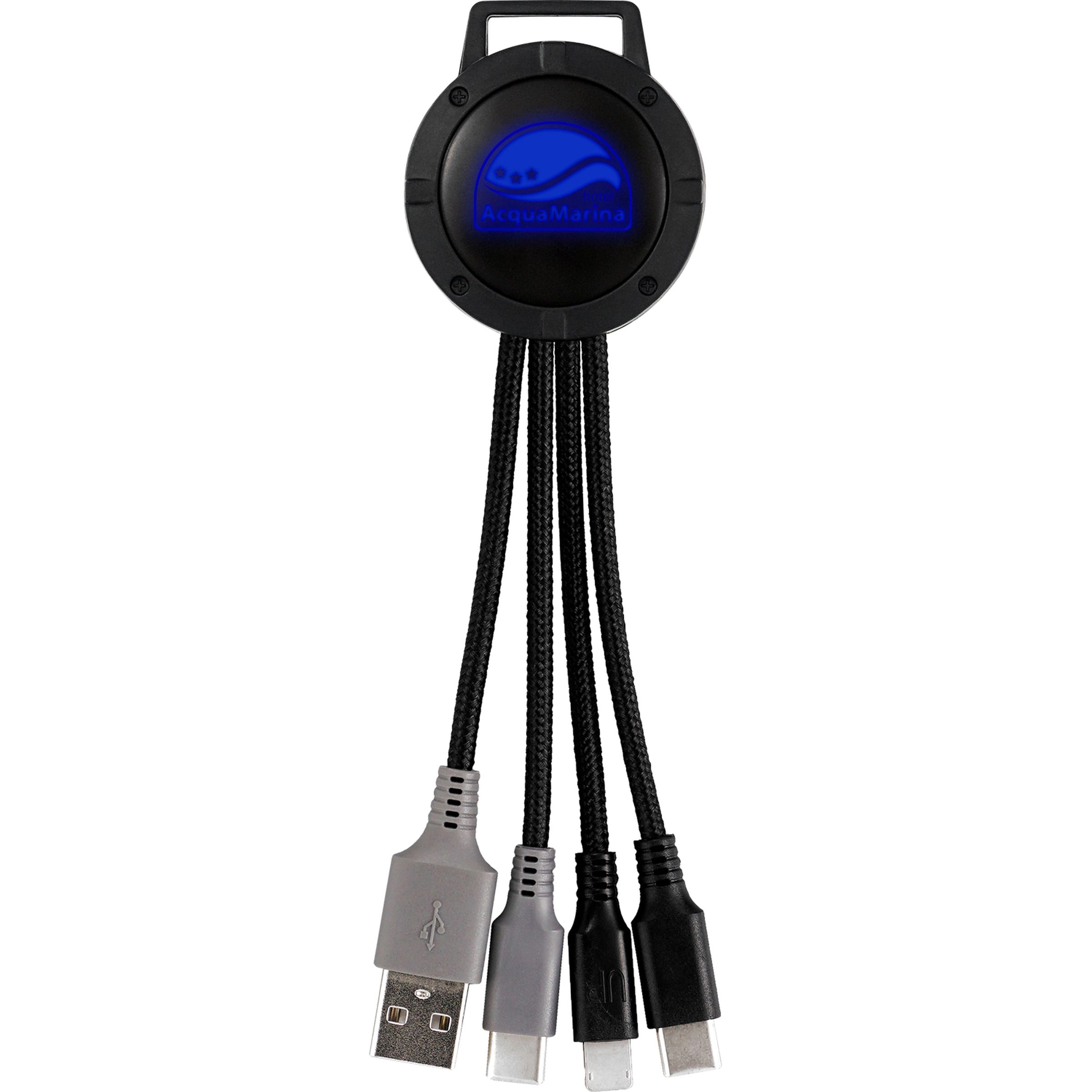 Light Up Color Two Tone Dual Input 3-in-1 Charging Cable 12