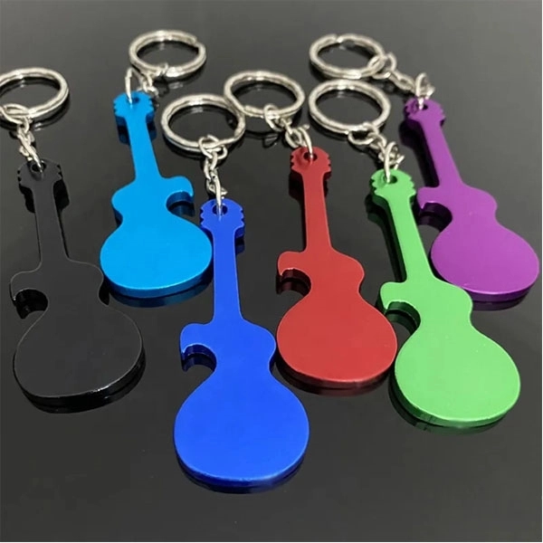 Guitar Shape Beer Bottle Opener Keychain 7
