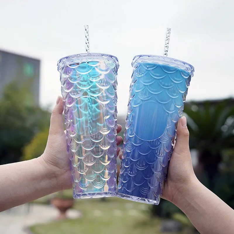 24oz Fish Scales Tumbler With Lids And Straws 5