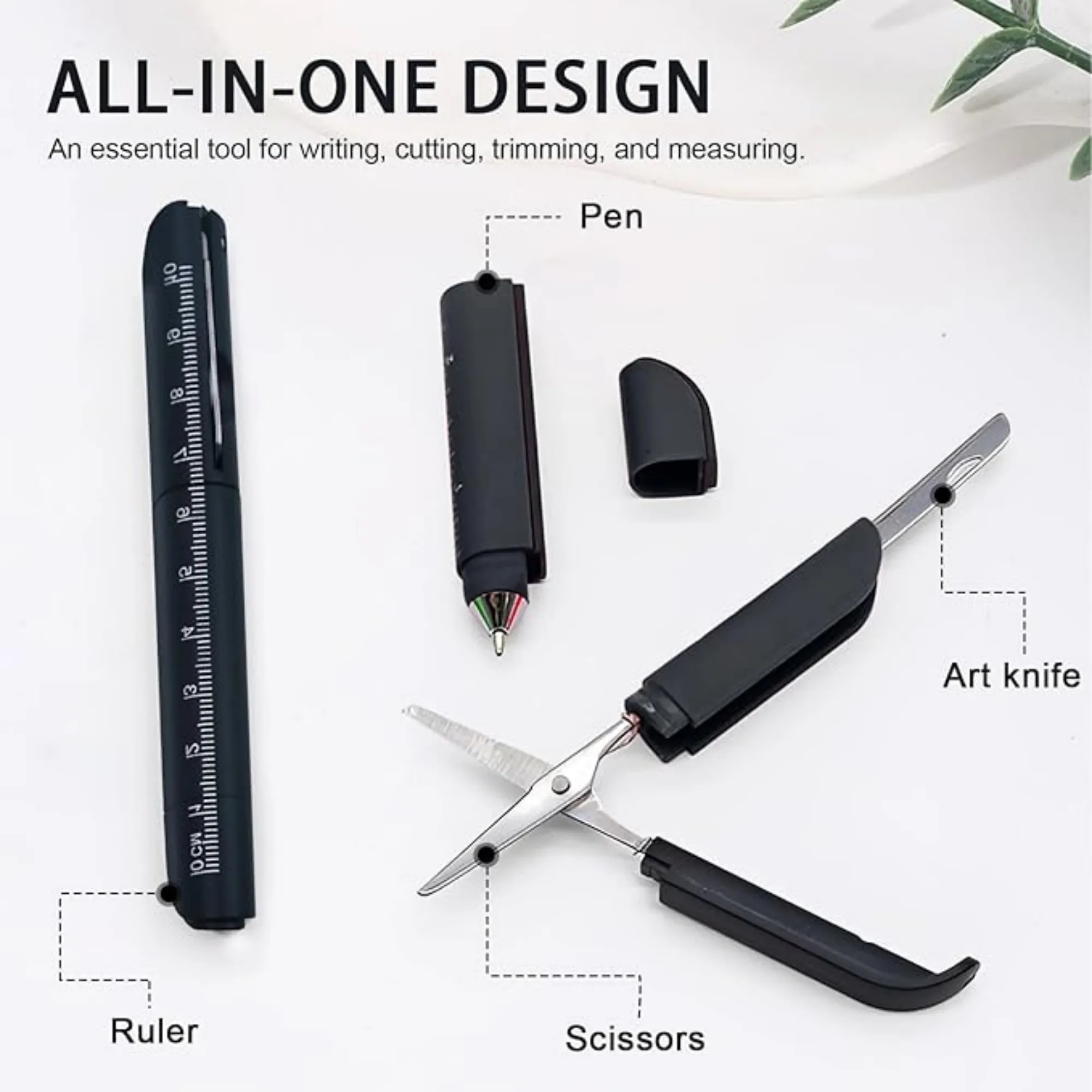 MOQ 4-in-1 Multi-Tool Pen: Scissors, Ruler, Art Knife & Pen 3