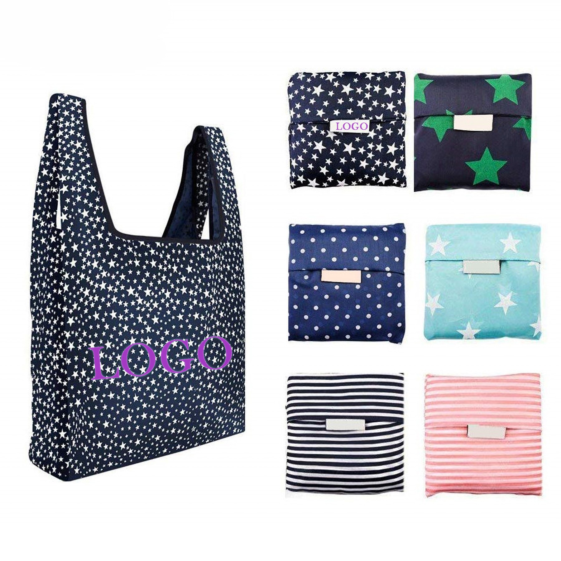 Reusable Grocery Bag, Stripes, Stars