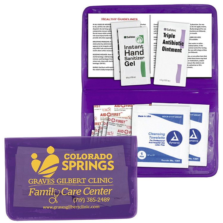 "Delilah" 12 Piece First Aid Kit In Colorful Vinyl Pouch 30